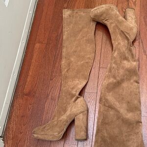 Elegant Tan Over-the-Knee Suede Boots